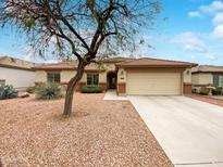 Charming single-story home with a well-maintained front yard and two-car garage at 4149 E Brighton Way, San Tan Valley, AZ 85140