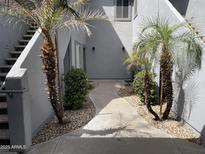 Inviting condo front entrance surrounded by desert landscaping and a curved walkway at 7401 W Arrowhead Clubhouse W Dr # 1015, Glendale, AZ 85308