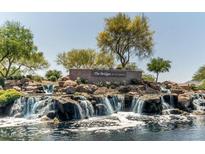 Water feature and monument sign at The Bridges At Gilbert community entrance at 3471 E Azalea Dr, Gilbert, AZ 85298