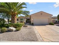 Charming single-story home featuring a desert landscape and a spacious two-car garage at 16564 W Wild Horse Way, Surprise, AZ 85387