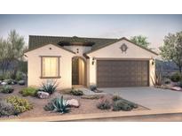 Charming single-story home with a two-car garage, desert landscaping, and a warm, inviting entrance at 26995 W Adam Ave, Buckeye, AZ 85396