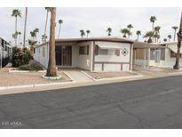 Well-maintained home exterior showcasing its charming curb appeal with mature landscaping at 303 S Recker Rd # 218, Mesa, AZ 85206