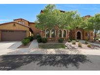 Charming home exterior with a stone facade, mature landscaping, and a two-car garage at 4777 S Fulton Ranch Blvd # 1050, Chandler, AZ 85248