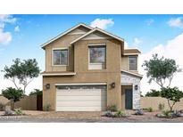 Charming two-story home featuring neutral exterior, two-car garage, and tasteful stone accents at 1565 E Tiffany Way, Gilbert, AZ 85298