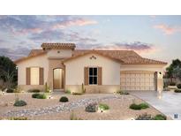 Charming single-story home with neutral-toned stucco, tile roof, two-car garage, and desert landscaping at 20283 W Mulberry Dr, Buckeye, AZ 85396