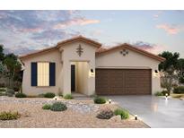 Charming single-Gathering home featuring a tile roof, desert landscaping, and a two-car garage at 40015 W Bunker Dr, Maricopa, AZ 85138