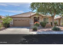 Charming single-story home with a well-manicured front yard and a two-car garage at 241 W Atlantic Dr, Casa Grande, AZ 85122