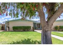 Charming single-story home with a lush green lawn and mature tree in a tranquil setting at 10619 W Highwood Ln, Sun City, AZ 85373