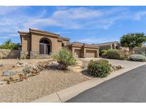 Single level home with desert landscaping, private drive and 2 car garage at 26521 N 114Th Pl, Scottsdale, AZ 85255