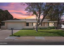 Charming single-story home with a well-maintained lawn and lush landscaping at 2927 W Glenn Dr, Phoenix, AZ 85051