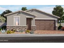 Inviting single-story home featuring a two-car garage and charming desert landscaping at 4166 W Lisa Ln, San Tan Valley, AZ 85144