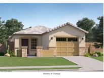 Charming single-story home featuring stone accents, neutral stucco, and a one-car garage at 36560 W Mondragone Ln, Maricopa, AZ 85138