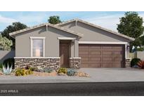 Charming single-story home featuring stone accents, a two-car garage, and desert landscaping for curb appeal at 3582 E Audrey Dr, San Tan Valley, AZ 85143