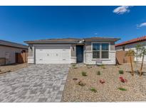 Charming single-story home features a brick driveway and neutral stone accents at 18498 E Dario Rd, Gold Canyon, AZ 85118