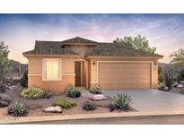 Charming single-story home with a tile roof and low maintenance desert landscaping in the front yard at 21304 N 271St Dr, Buckeye, AZ 85396