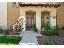 Inviting front entrance with a cozy porch and well-maintained landscaping creates great curb appeal at 21109 W Sunrise Ln, Buckeye, AZ 85396