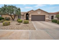 Single-story home with gravel yard, mature landscaping and a two-car garage at 3973 N 160Th Ave, Goodyear, AZ 85395