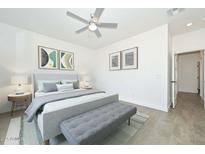 Serene bedroom featuring a comfortable bed, stylish decor, and ample natural light at 32017 N Redding St, Wittmann, AZ 85361