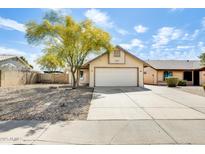 Charming single-story home featuring a two-car garage, desert landscaping, and a mature shade tree at 19661 N Central Ave, Phoenix, AZ 85024
