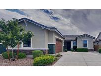 Charming single-story home featuring a well-manicured lawn, mature trees, and an attached two-car garage at 23497 S 212Th St, Queen Creek, AZ 85142
