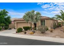 Single-story home featuring desert landscaping and a prominent palm tree in the front yard at 4200 E Narrowleaf Dr, Gilbert, AZ 85298