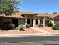 Charming single-story home with desert landscaping, neutral paint, and a walkway leading to the front door at 13608 W Aleppo Dr, Sun City West, AZ 85375