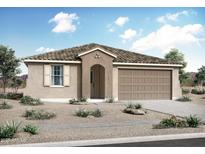 Inviting single-story home with a tiled roof, neutral stucco, paired with a two-car garage and desert landscaping at 4216 W Brenley Dr, San Tan Valley, AZ 85144