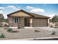 Charming single-story home featuring stone accents, neutral colors, and a two-car garage at 4226 W Brenley Dr, San Tan Valley, AZ 85144