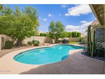 Backyard pool with mature landscaping and patio area, perfect for outdoor relaxation and entertaining at 4584 W Detroit St, Chandler, AZ 85226