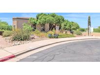 Inviting home exterior with mature trees and desert landscaping at 1338 W Mountain View Dr, Mesa, AZ 85201