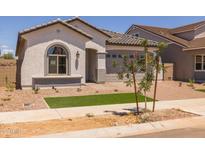 Well-maintained single-story home featuring a front yard with grass and stone landscaping at 15642 W Georgia Dr, Surprise, AZ 85379