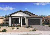Charming single-story home with neutral stucco, black trim, and desert landscaping for a modern look at 491 E Aurora Dr, San Tan Valley, AZ 85140