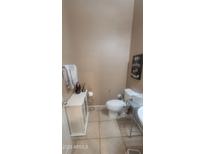 Half bathroom with toilet, sink, and decorative elements at 7521 S 31St Pl, Phoenix, AZ 85042