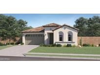 Charming single-story home featuring a classic stucco exterior and well-manicured lawn at 8142 E Petra Ave, Mesa, AZ 85212