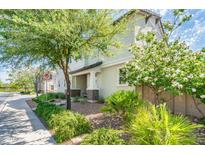 Charming exterior of the home featuring lovely landscaping, including trees and shrubs, adding to the curb appeal at 1151 S Avoca --, Mesa, AZ 85208