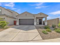 Charming single-story home with a well-maintained front yard, spacious driveway, and a two-car garage at 10004 S Smythe Dr, Apache Junction, AZ 85120