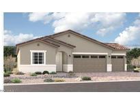 Charming single-story home featuring a two-car garage, neutral stucco, and appealing low-maintenance desert landscaping at 18174 W Ashley Dr, Goodyear, AZ 85338
