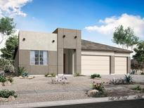 Charming single-Gathering home with modern design, desert landscaping, and a three-car garage at 294 W Flax Dr, San Tan Valley, AZ 85140