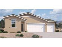 Inviting single-story home with a three-car garage and low-maintenance desert landscaping at 46886 W Coe St, Maricopa, AZ 85139