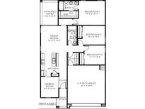 A detailed floorplan of the home showcasing the layout of rooms, including bedrooms, bathrooms, and the kitchen at 39985 W Agave Rd, Maricopa, AZ 85138