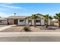 Charming single-story home with desert landscaping and mature palm trees enhancing curb appeal at 407 E Orion St, Tempe, AZ 85283
