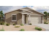 Inviting single-story home featuring a neutral color scheme, a two-car garage, and manicured landscaping at 5511 W Piedmont Rd, Laveen, AZ 85339