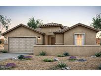 Attractive single-story home featuring a neutral-toned stucco finish, tile roof, and a two-car garage at 42930 W Palo Abeto Dr, Maricopa, AZ 85138
