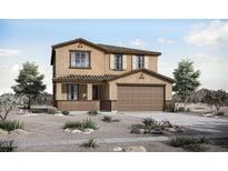 Charming two-story home featuring a two-car garage and desert landscaping, creating an inviting curb appeal at 23001 E Diana Way, Queen Creek, AZ 85142