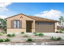 Charming single-story home with a tile roof, stucco siding, desert landscaping and a two-car garage at 24191 W Agora Ln, Buckeye, AZ 85326