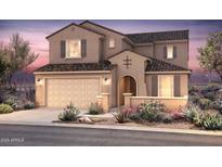 Charming two-story home boasts a desert landscape, tile roof, and attached two-car garage at 17620 W Pasadena Ave, Litchfield Park, AZ 85340