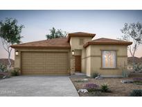 Charming single-story home featuring a two-car garage, a tiled roof, and desert landscaping in a warm, inviting color palette at 42900 W Peters Dr, Maricopa, AZ 85138