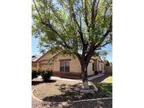 Charming single-story home featuring a well-maintained front yard and a beautiful mature shade tree at 1827 E Carla Vista Dr, Gilbert, AZ 85295