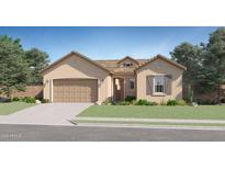 Charming single-story home with a well-manicured lawn and attached two-car garage at 17557 W Victory St, Goodyear, AZ 85338