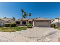 Charming single-story home featuring a well-manicured lawn and mature palm trees at 1343 W San Carlos Pl, Chandler, AZ 85248